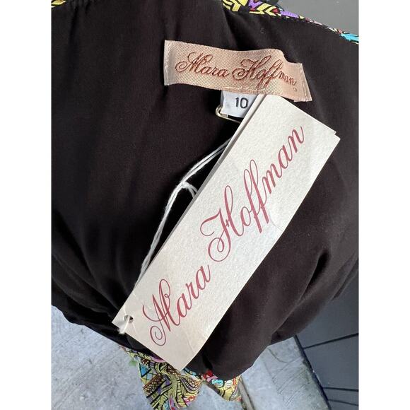 Mara Hoffman One Shoulder Twist Mini Dress Geometric Pattern 100% Silk Size 10 - Picture 5 of 6